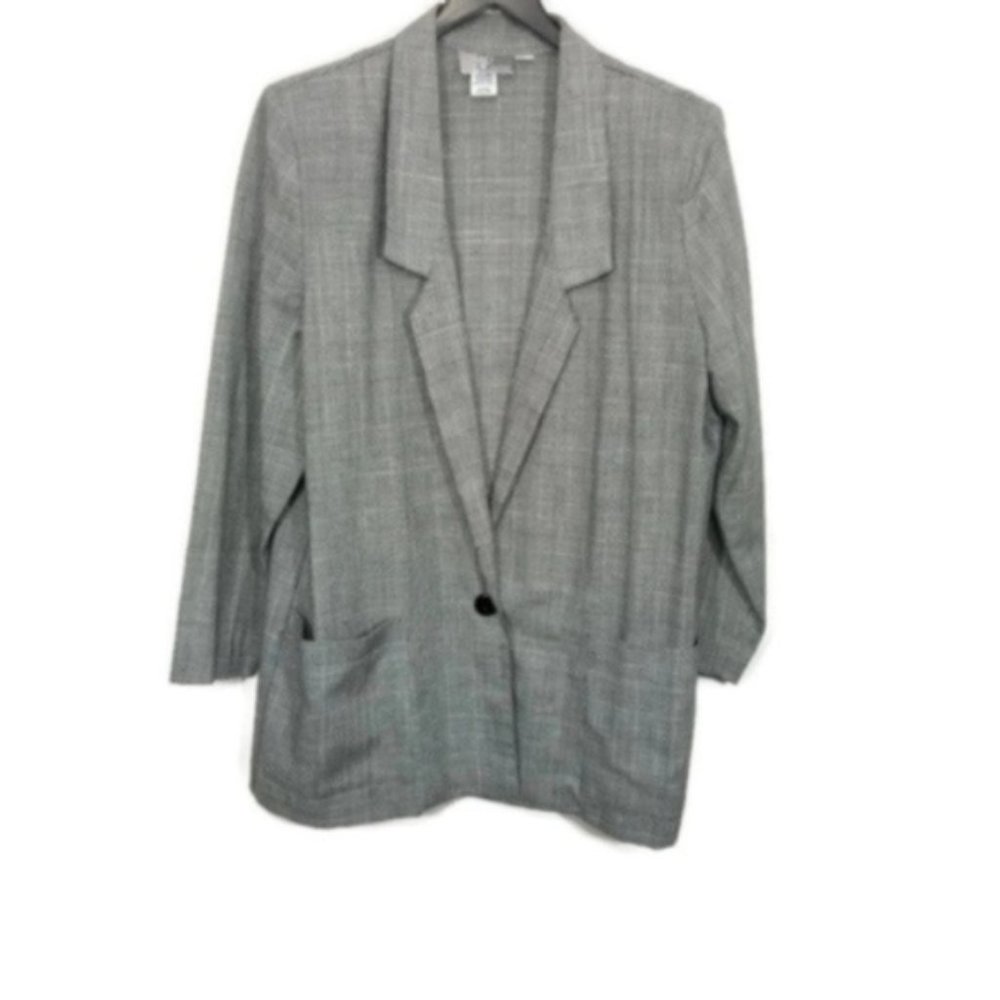 Vintage Plaid One Button Blazer Size 18